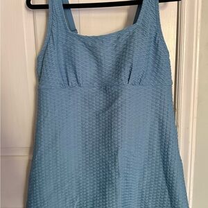 Lands End Textured Light Blue Swim Dress